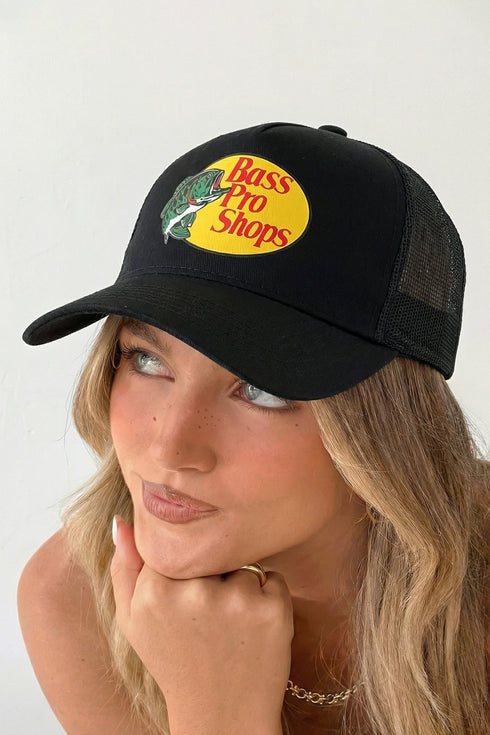 Women's Stylish Women's Black Printed Mesh Trucker Cap with Patchwork Design - Comfortable Outdoor Headwear for All Seasons