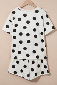 Casual Polka Dot Printed MAMA Chenille Lettering Short Set