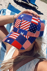
Women's Stylish Women's Dark Blue Patchwork Baseball Trucker Hat with Star and Stripes - Comfortable for Casual Outings