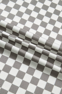 Gray Checkered Print Textured Halter Tank Top