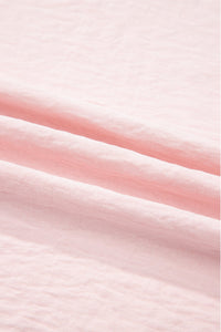 Light Pink Solid Color Ruffle Trim Short Sleeve Blouse