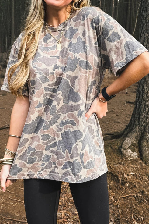 Women's Stylish Women's Multicolor Retro Camouflage T-Shirt - Comfortable Casual Fit for Everyday Style and Versatile Wear