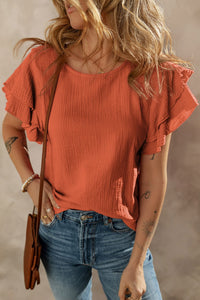 stylish women's pastel ruffle sleeve blouse - flattering fit for casual and dressy events, great for occasion with practical styling and dependable