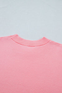 Pink Scalloped Hem 3/4 Sleeve Sweater Top