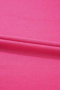 Rose Red Vibrant Striped Detail Athleisure 2pcs Short Set