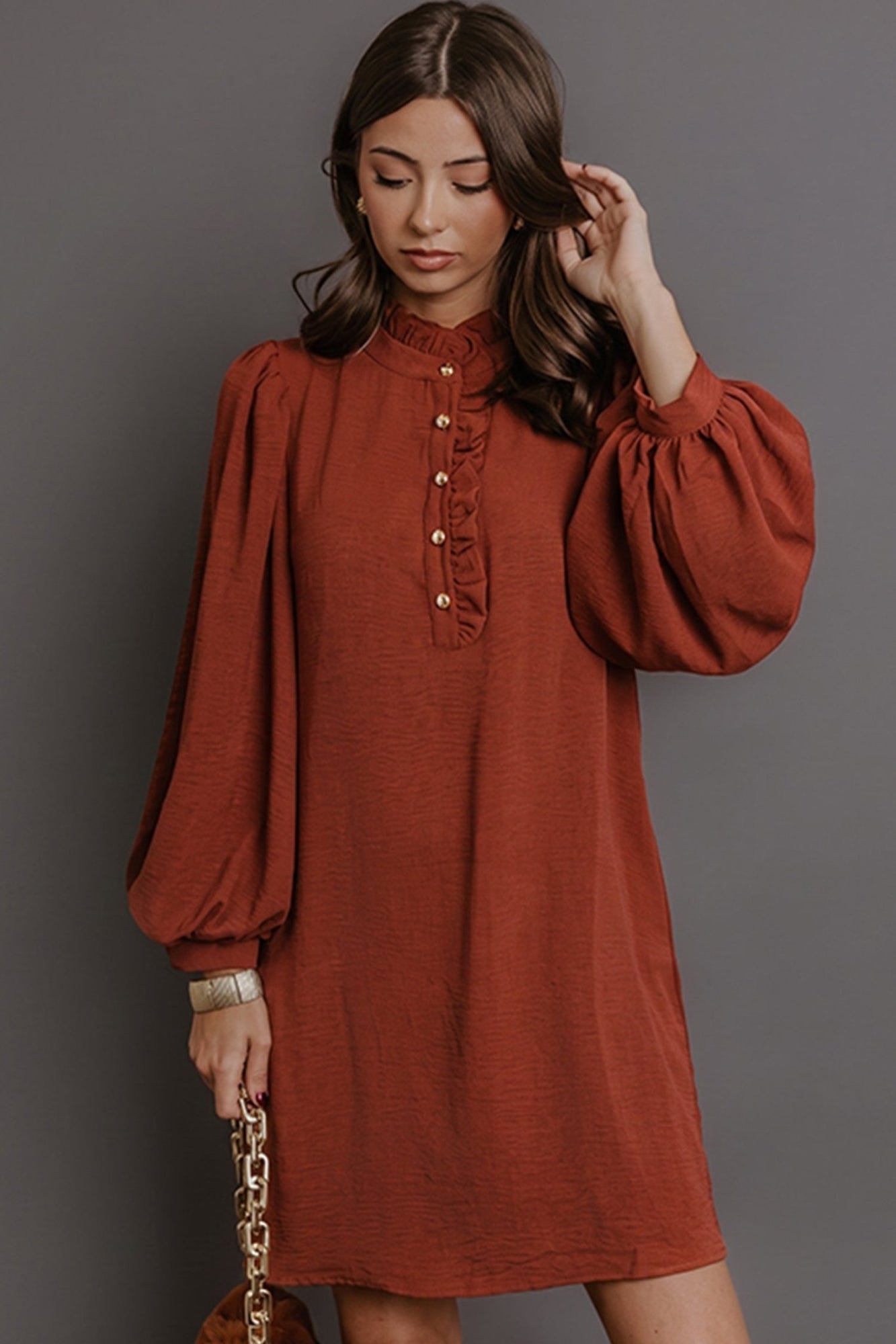 flattering casual dresses Stylish Women's Vibrant Mini Lining Color:Chai base-polyester Jersey Dresses 2000s Sleeve Length
