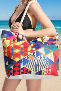 Women's Stylish Women's Vibrant Red Boho Geometric Tote Bag - Ideal for Beach Days and Chic Everyday Outfits