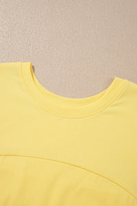 Yellow Cream Solid Color Cropped Tank Top and Jogger Pants Set