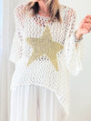 Summer White Star Crochet Knit Top