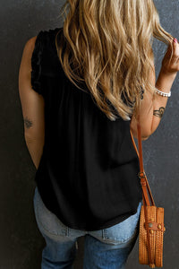 Temperament Commuter Ruffle Stitching V-neck Pullover Sleeveless Vest