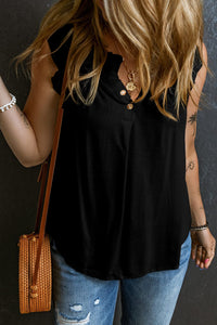 Temperament Commuter Ruffle Stitching V-neck Pullover Sleeveless Vest