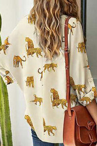 Tempting Printed Lapel Single-Breasted Long-Sleeved Blouse