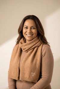 Women's Thai Curry Knit Scarf with Heart Detail and Ribbed Trim with practical styling and dependable silhouette control.