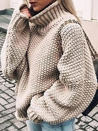 Thick Thread High Neck Bat Sleeve Knit Sweater