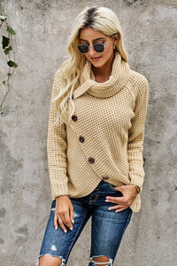 Thick Thread High Neck Bat Sleeve Knit Sweater