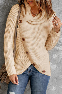Thick Thread High Neck Bat Sleeve Knit Sweater