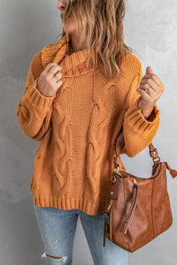 Thick Thread High Neck Bat Sleeve Knit Sweater