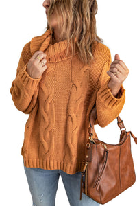 Thick Thread High Neck Bat Sleeve Knit Sweater