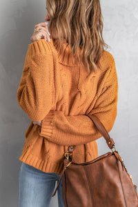 Thick Thread High Neck Bat Sleeve Knit Sweater
