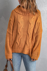Thick Thread High Neck Bat Sleeve Knit Sweater