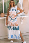 Tie Dye Print Sling Sleeveless Dress