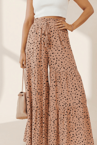Women's Tiered Dalmatian Print Viscose Palazzo Pants