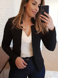 Timeless Elegance Womens Solid Open Front Blazer