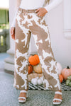 Comfortable Cow Print Wide-Leg Jeans