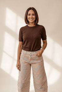 Women's Trendy High-Waisted Women's Brown Stripe Casual Barrel Jeans for Effortless Style and All-Day Comfort