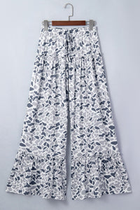 Beige Camo Print Wide Leg Casual Pants