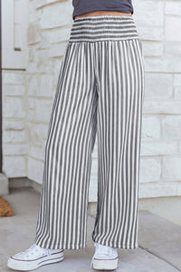 Trendy Women's Black Stripe High Waist Loose Fit Summer Pants – Comfortable and Chic for Warm Weather Outfits
