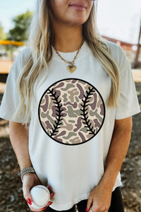 
Women's Trendy Women's Casual White Camouflage Baseball Tee - Comfortable Everyday Style with a Relaxed Fit