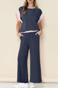 Women's Trendy Women's Color Block Pant Set - Stylish Casual Outfit with Comfortable Fit for Effortless Everyday Elegance