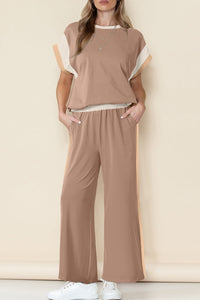 Women's Trendy Women's Color Block Pant Set - Versatile 2-Piece Outfit for Stylish Casual or Active Wear Comfort