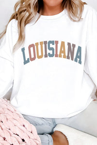 Women's Louisiana Graphic Sweatshirt with Muted Multi-Color Lettering