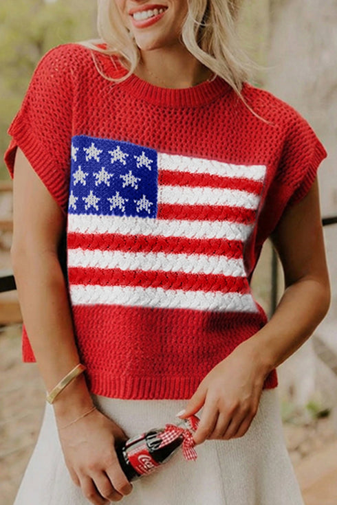 Women's Trendy Women's Fiery Red Graphic Short Sleeve Sweater - Casual Fit for Effortless Everyday Style
