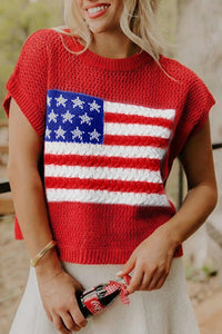 Women's Trendy Women's Fiery Red Graphic Short Sleeve Sweater - Casual Fit for Effortless Everyday Style