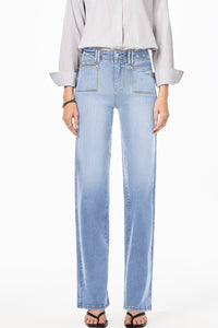Beau Blue Loose Straight Leg Cropped High Waist Jeans