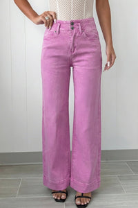Women's High-Waist Wide Leg Jeans in Bonbon Pink
