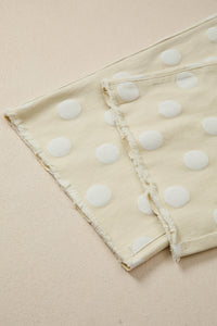 Khaki Polka Dot Print Raw Hem Shift Jeans