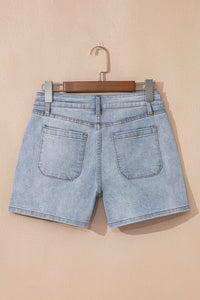 light wash denim shorts