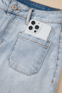 light wash denim shorts
