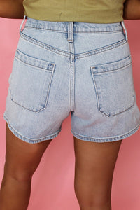light wash denim shorts