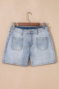 light wash denim shorts