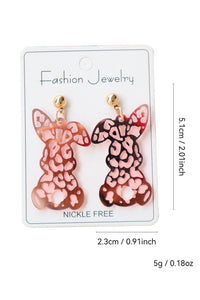 Pink Leopard Bunny Acrylic Earrings