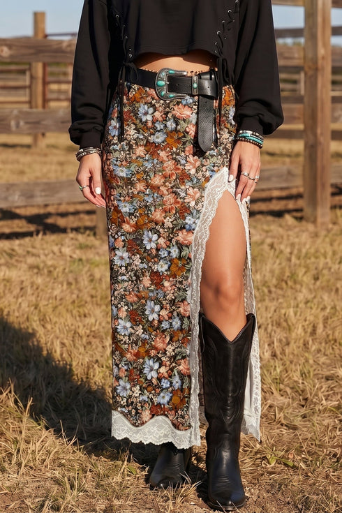 Trendy Women's Multicolor Cheetah Print Long Western Skirt - Flowing, Effortless Style for Fashion-Forward Looks