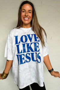 Gray Love Like Jesus Camouflage Oversized T Shirt