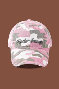 Pink Letter Embroidered Camouflage Hat