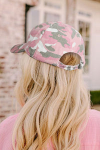 Pink Letter Embroidered Camouflage Hat