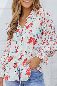 Women's Trendy Women's Red Floral Smocked Blouse - Comfortable Fit with Elegant Cakewalk Style for Effortless Chic Looks